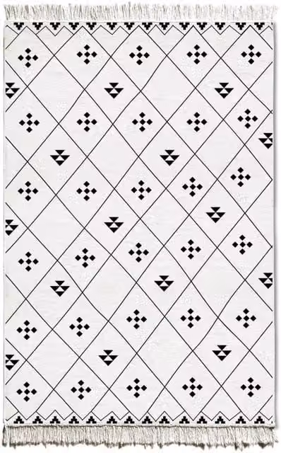 The Mia UK Reversible Boho Kilim Rug, Black and White, W: 180 cm, D: 120 cm