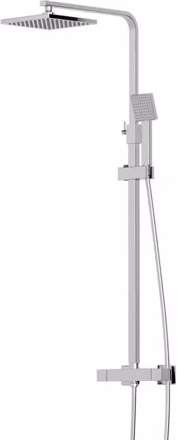 Hinsinc Thermostatic Dual Head Bathroom Shower Set with Overhead Rain Shower and Handheld Shower in Silver and Chrome – 1