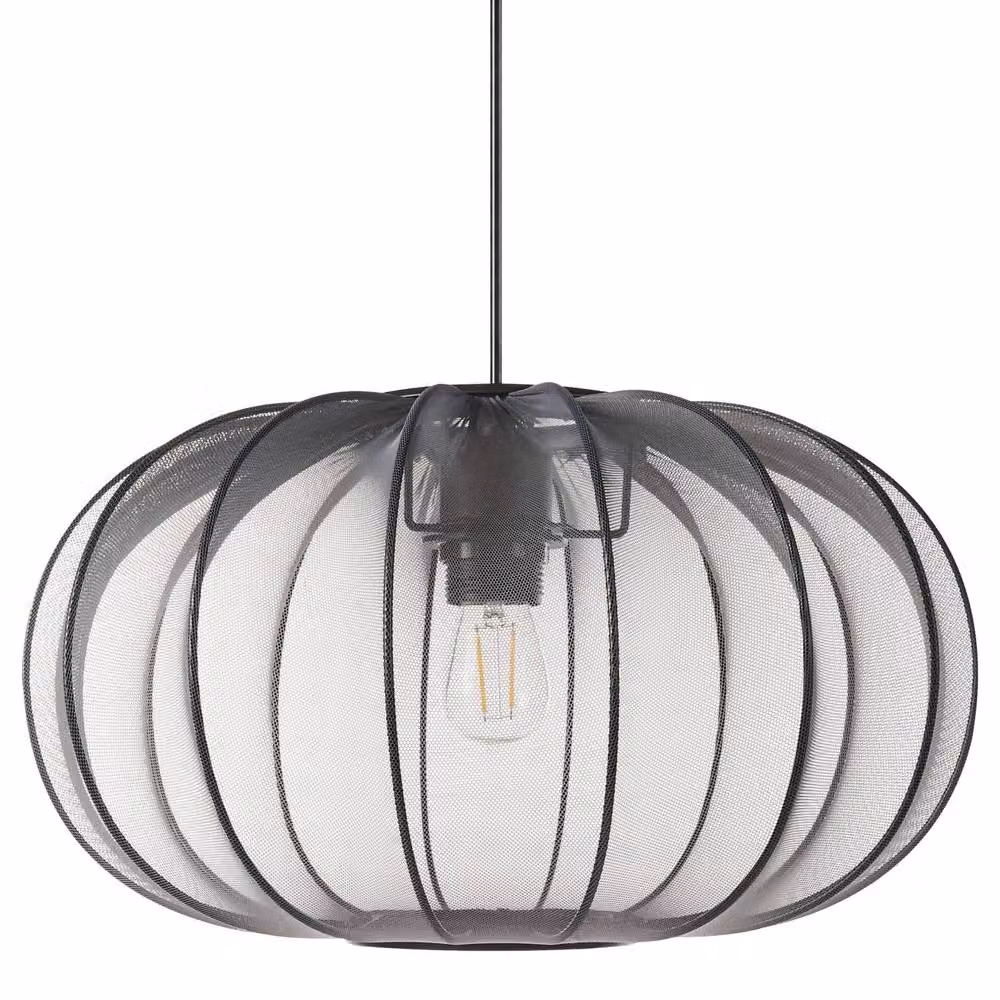 Wyld and Coco Modern Black Nylon and Metal Hanging Pendant Lamp – 2
