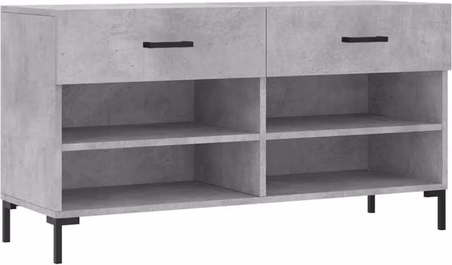 Berkfield Home Industrial Shoe Bench in Concrete Grey, W/D/H: 102 x 35 x 55 cm – 1
