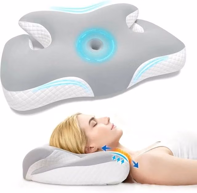 VOGREX Ergonomic Grey Memory Foam Cervical Wedge Pillow for Neck and Shoulder Pain Relief