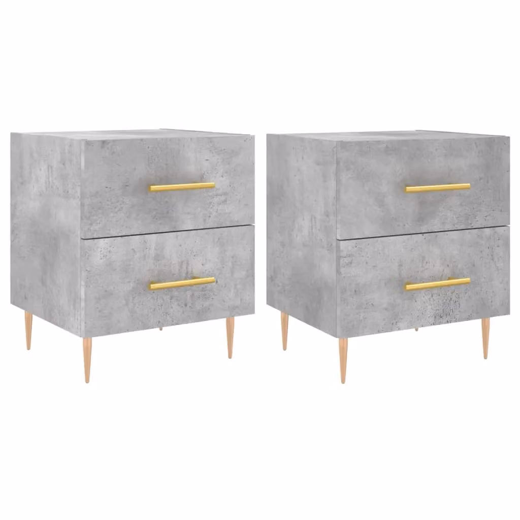 Berkfield Home Set of 2 Bedside Cabinets in Concrete Grey, W/D/H: 40 x 35 x 47.5 cm – 2