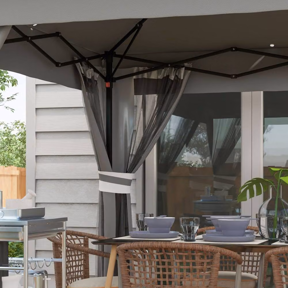 Rolipo Grey Pop Up Gazebo with Solar LED Lights, W: 336 cm, D: 336 cm, H: 250 cm – 6