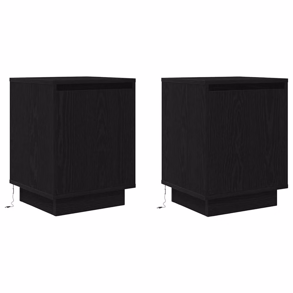 Berkfield Home Set of 2 Black Bedside Cabinets with Integrated LED Lighting W/D/H: 38 x 34 x 50 cm – 3
