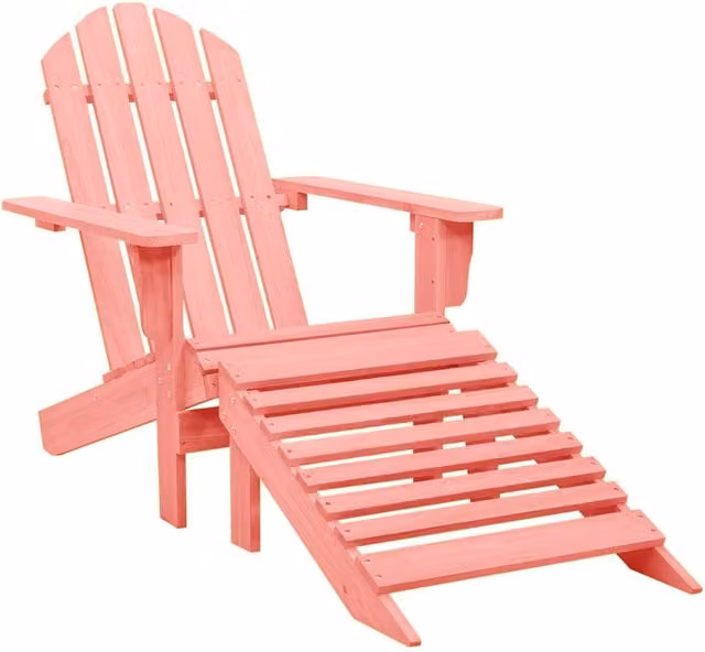 Berkfield Home Garden Adirondack Chair with Ottoman in Solid Fir Wood, Pink