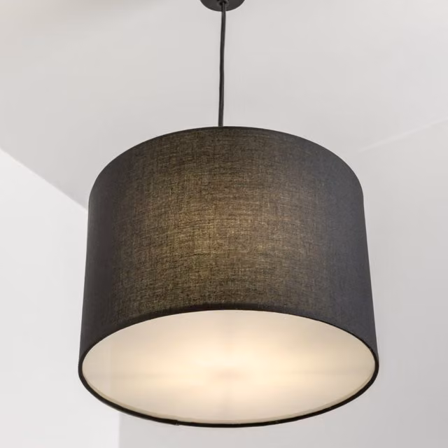 CGC LUCIA Modern Black Fabric Cylinder Ceiling Lamp Shade with Frosted Diffuser and Reducer Ring