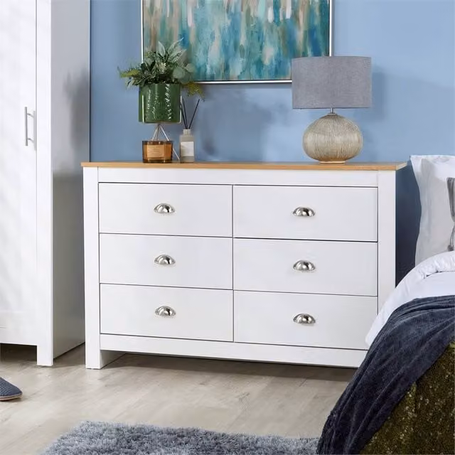 SPETLEK Modern White Wooden 6 Drawer Chest for your Bedroom – 1