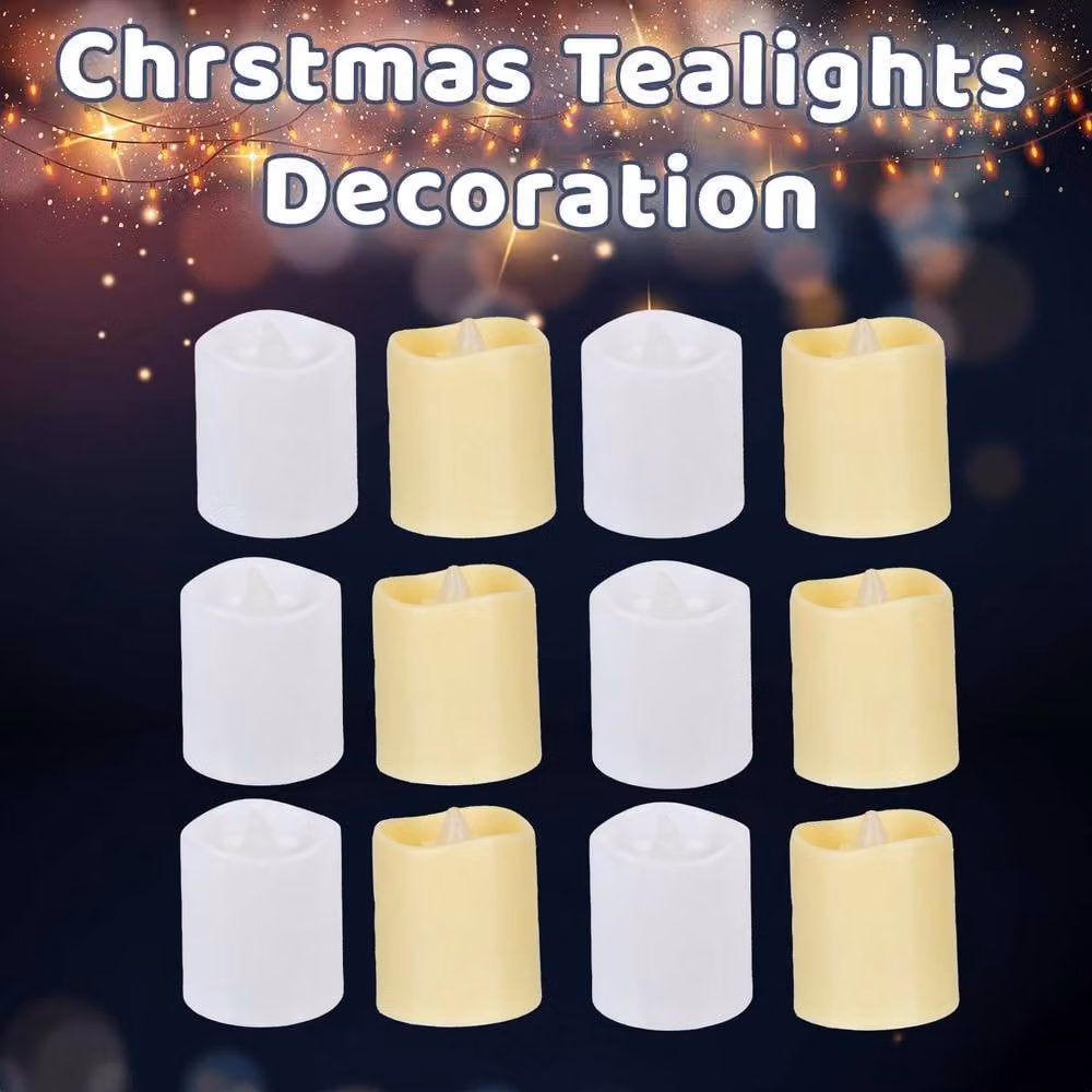 VFM e-Store Christmas White Tealights, Pack of 12, W/D/H: 4.5 x 4.5 x 3.5 cm – 2