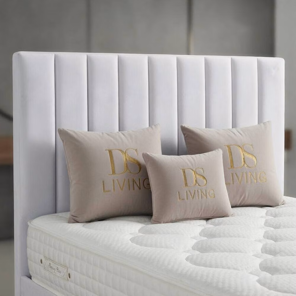 DS Living Aether White Upholstered Velvet Divan Bed W/D/H: 140 x 200 cm – 2