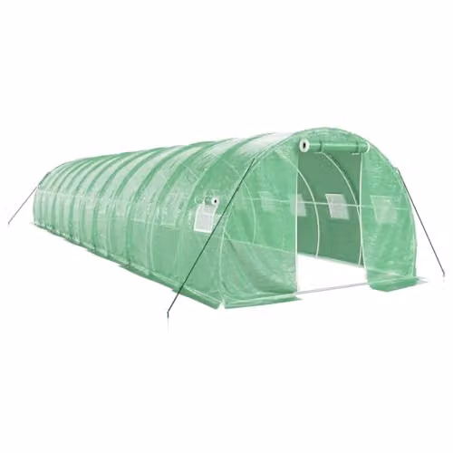 vidaXL Greenhouse with Steel Frame in Green, W/D/H: 12 x 3 x 2 m