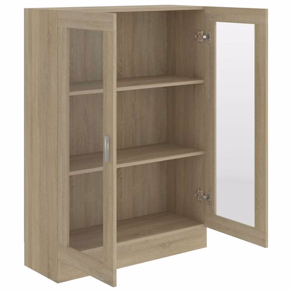 Berkfield Home Sonoma Oak Vitrine Cabinet with Glass Doors in Beige, W/D/H: 82.5 x 30.5 x 115 cm – 3