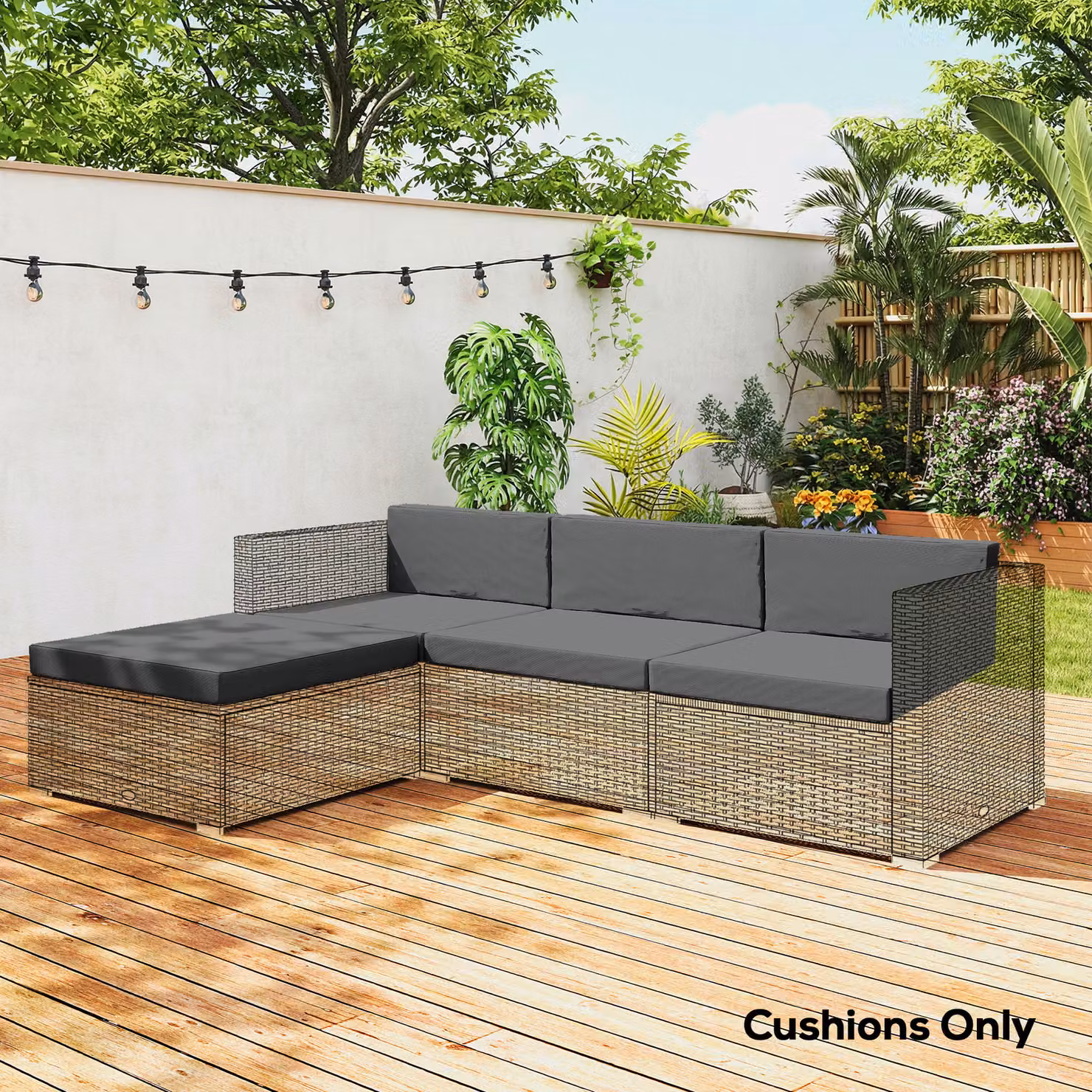 Outsunny 7-Piece Patio Furniture Cushion Set with Removable Covers, Dark Grey, W: 60 cm x D: 60 cm – 8