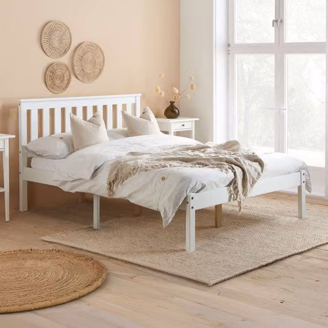 Birlea Denver King Size Lacquered White Solid Wood Bed Frame, 180 x 200 cm – 1