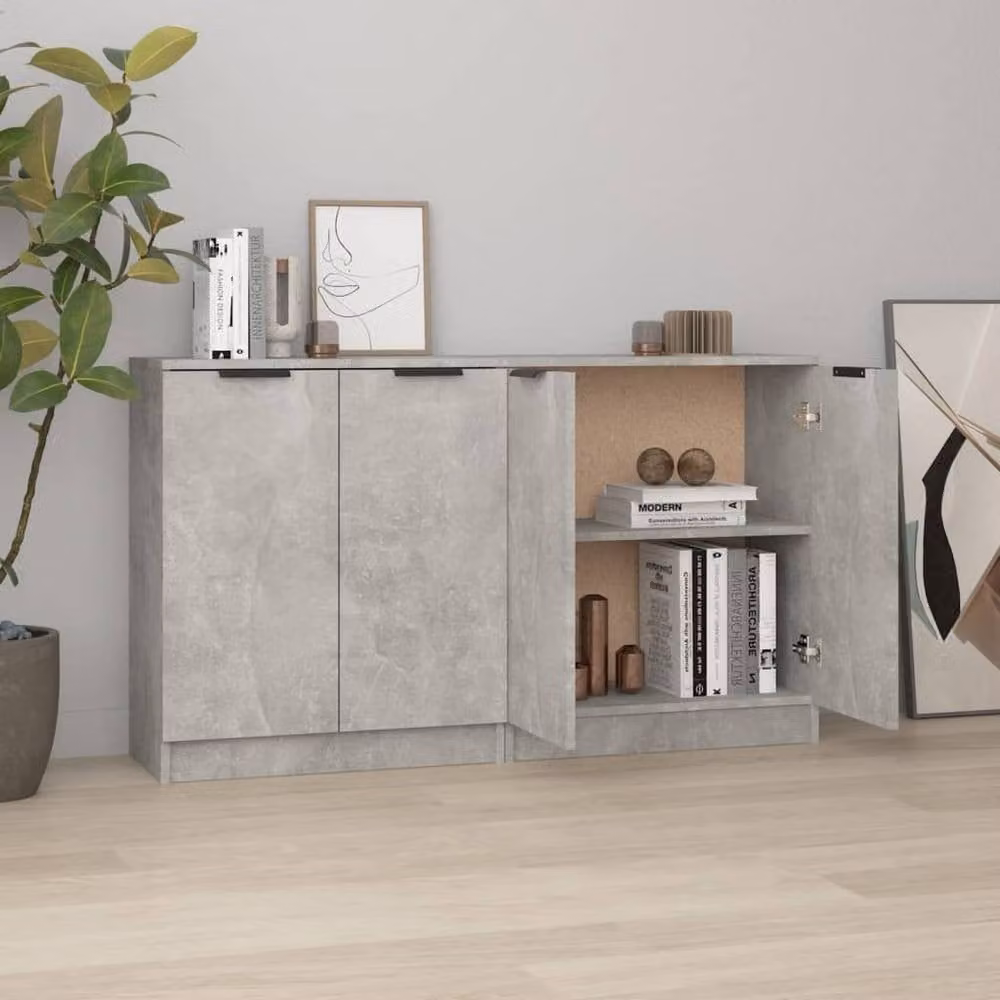 Berkfield Home Set of 2 Sideboards in Concrete Grey, W/D/H: 60 x 30 x 70 cm – 1