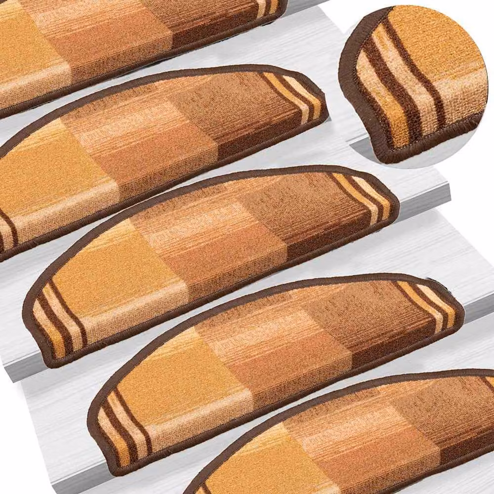 Berkfield Home Self-adhesive Stair Mats, 5 Pack, Brown, W: 65 cm, D: 21 cm, H: 4 cm – 2