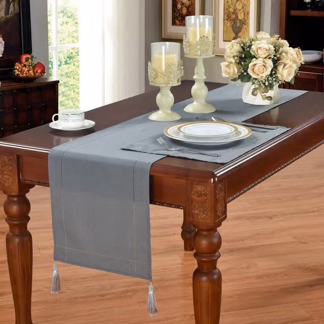 Kitchenwise Grey Linen Look Slubbed Rectangular Tablecloth