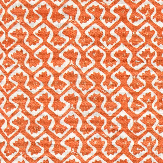 Clarke & Clarke Kalpa Graphic Fabric Spice Cushion in Orange and Nature Cotton