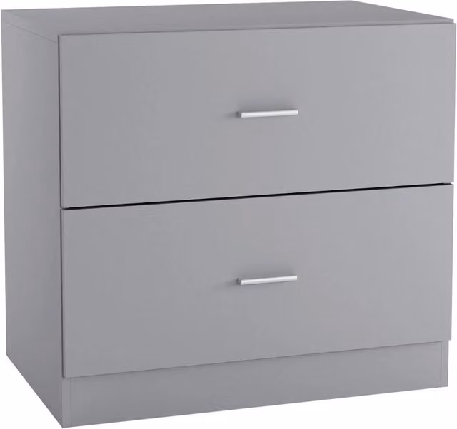 EONLION Orlando Grey Wooden 2-Drawer Kids Cabinet for Bedroom Storage, H 60.0 cm x W 46.5 cm x D 51.5 cm