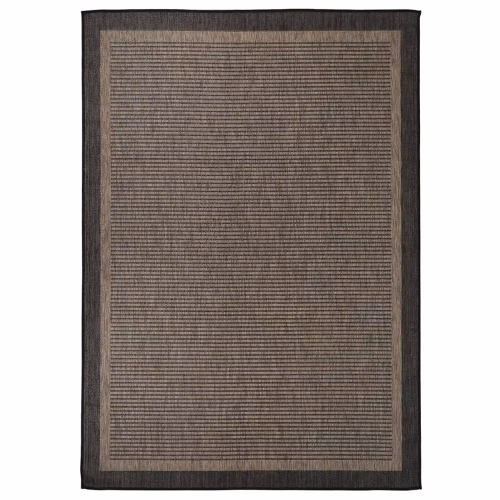 Berkfield Home Outdoor Flatweave Striped Rectangular Rug in Brown, W: 140 cm, D: 200 cm – 2