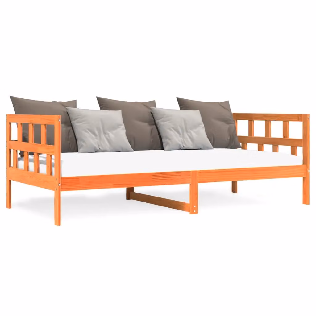 Berkfield Home Rustic Solid Wood Pine Day Bed in Wax Brown W/D/H: 90 x 200 cm – 2