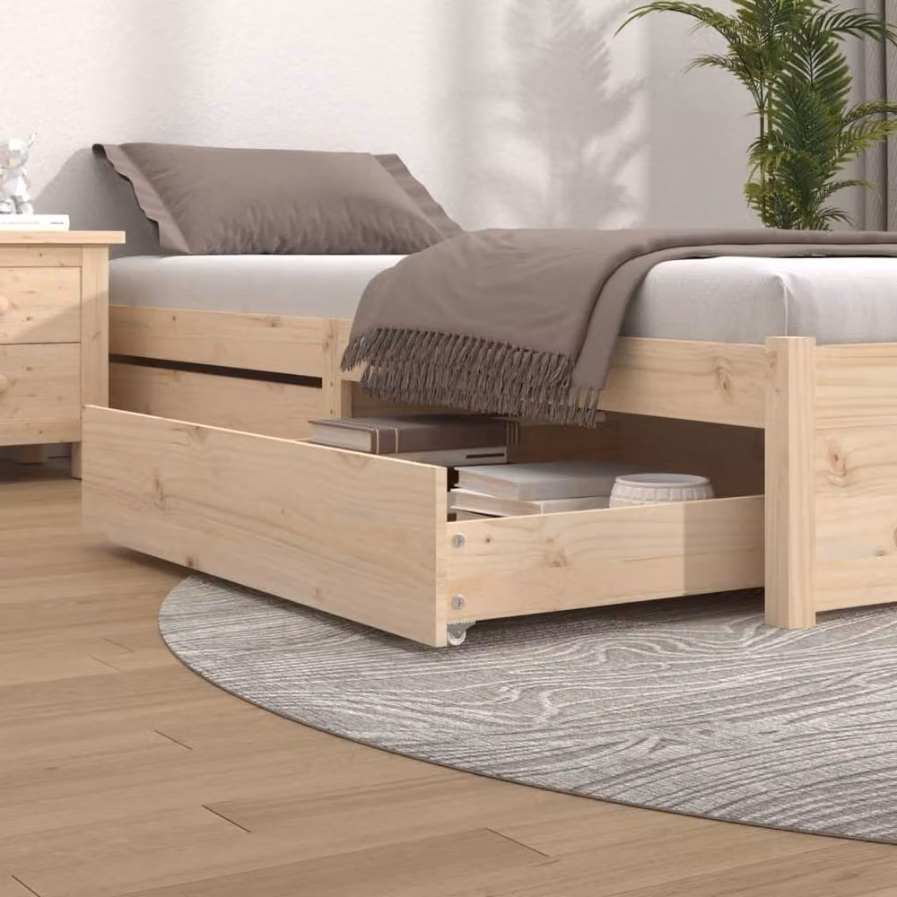 Berkfield Home Set of 2 Rustic Solid Wood Pine Bedside Drawers in Natural – 2
