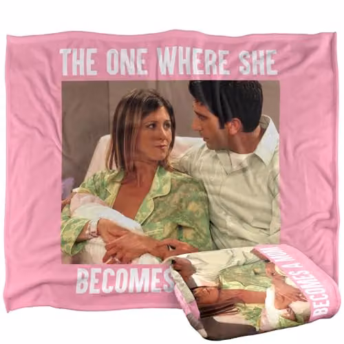 LOGOVISION Friends Mother's Day The One Where She Becomes A Mom Super Soft Silky Touch Fleece Throw Blanket, Multicolour, W/D/H: 152 x 127 cm