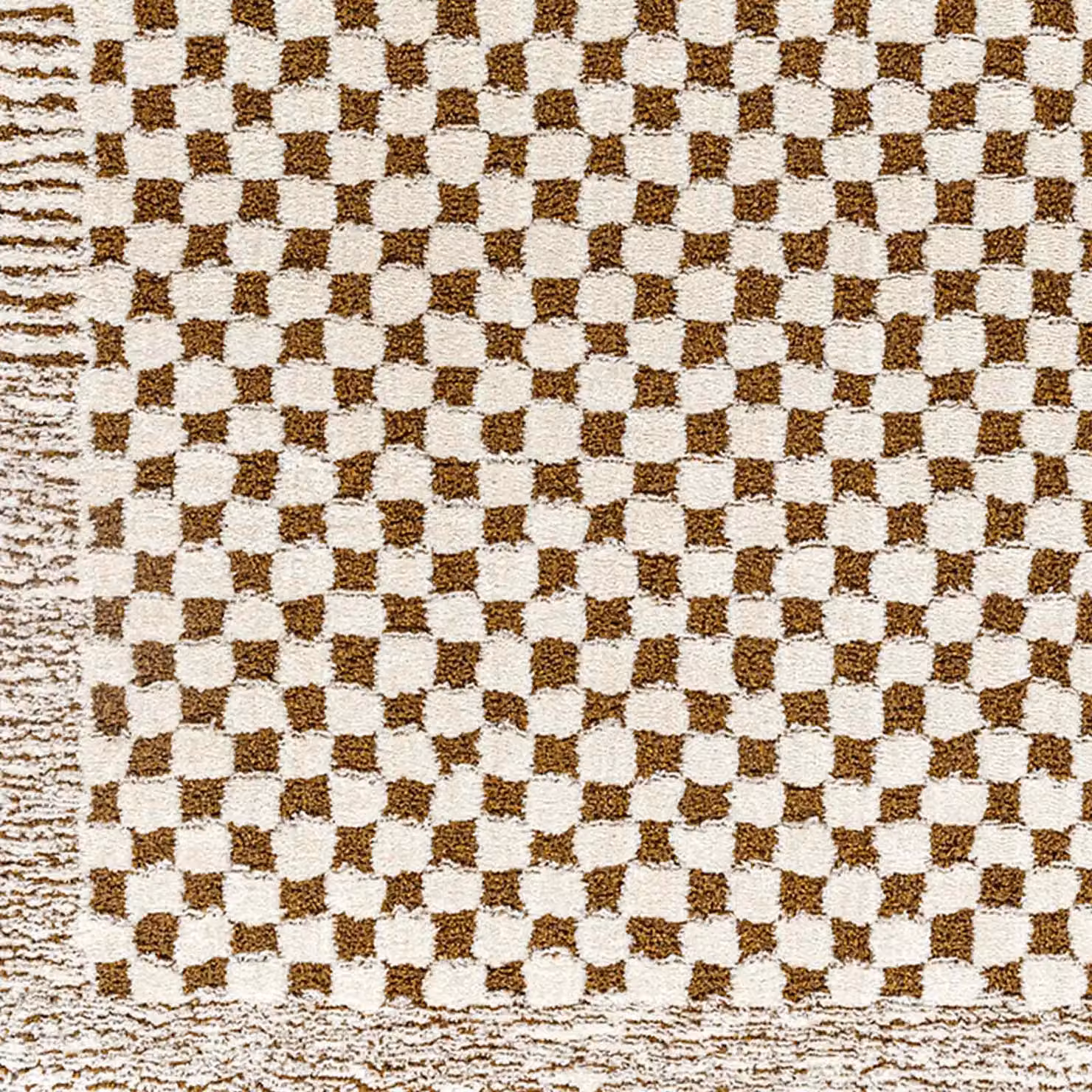 Livabliss Freud Modern Checkerboard High Pile Living and Dining Room Rug in Ivory, Black, Brown and White, W: 160 cm, D: 215 cm – 7
