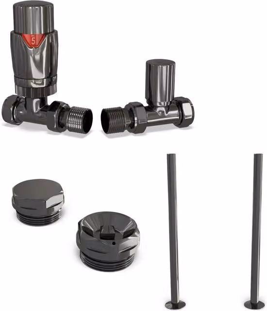 Stirling Bold Thermostatic Radiator Valve Installation Kit in Black Nickel