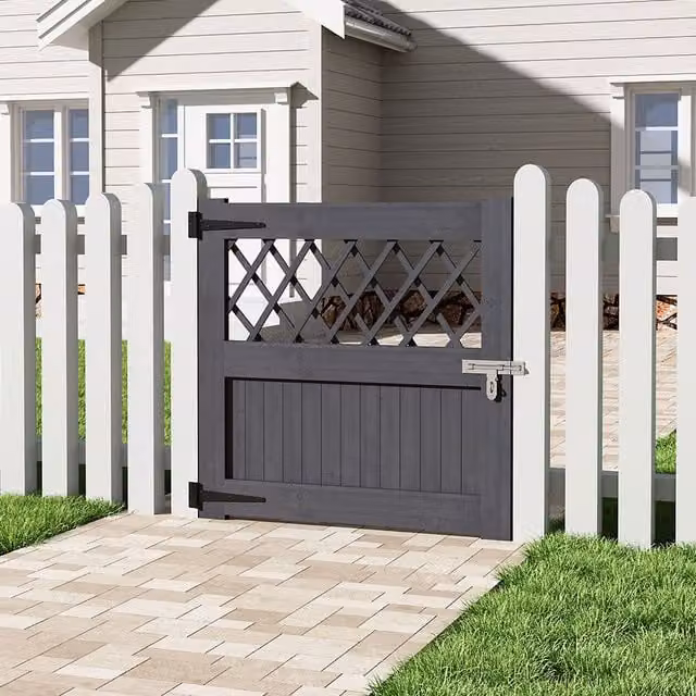 Livingandhome Rhombus Wood Garden Gate in Grey, W 90 cm x H 90 cm