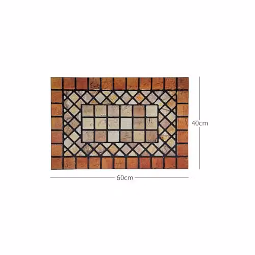 Nicoman Heavy Duty Rubber Boot Scraper Doormat, Non-Slip and Weatherproof, Rectangular, Red Border, W: 60 cm, D: 40 cm, H: 1 cm – 2