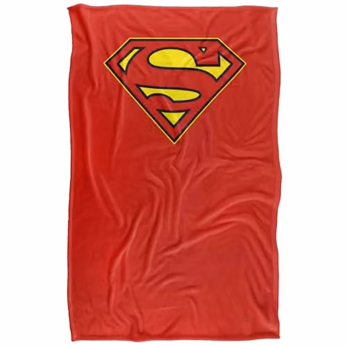 Warner Bros. Superman Cape Full Colour Logo Super Soft Fleece Throw Blanket, Red, W: 91 cm, D: 147 cm