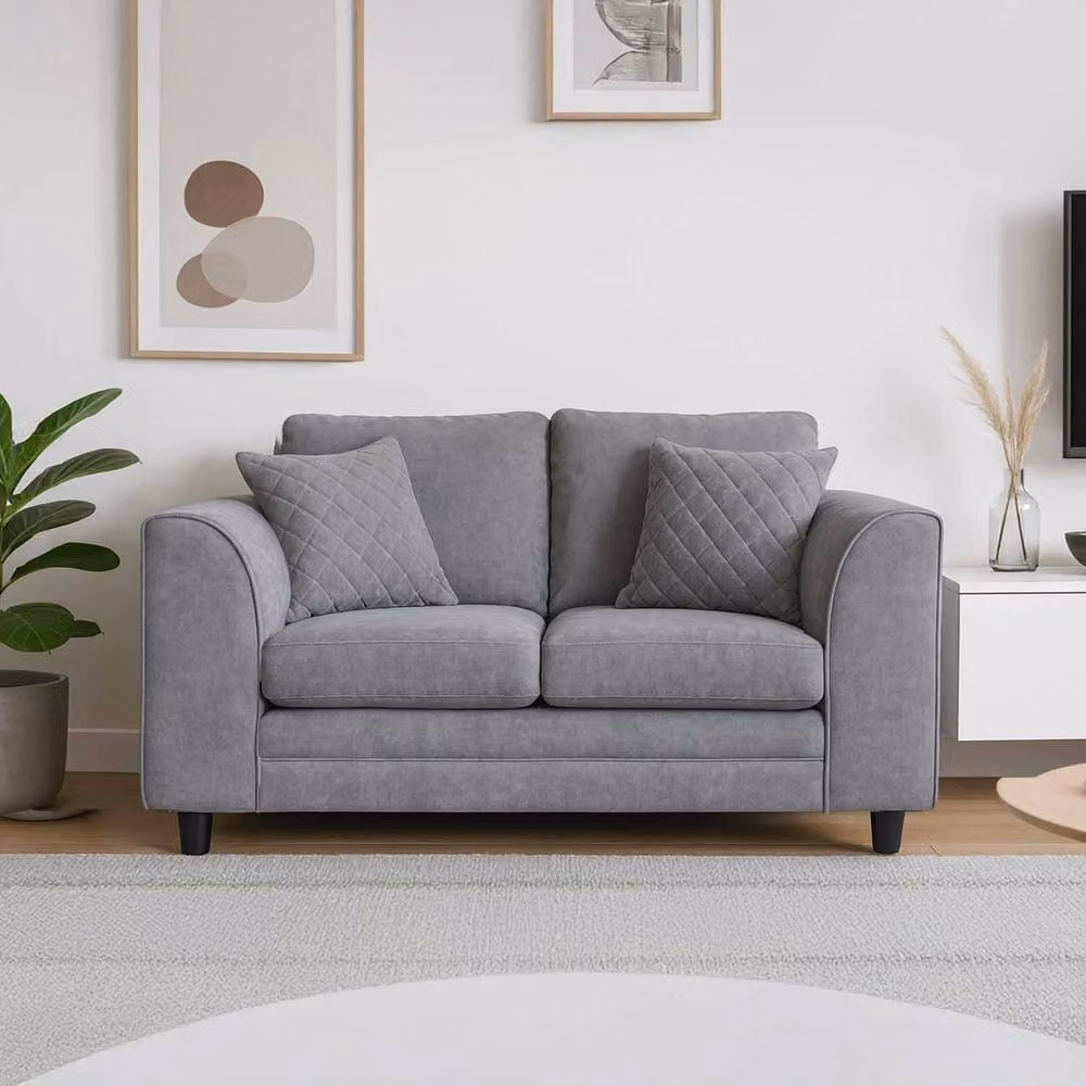 Furnishings For Less UK Quilted Chenille Fabric Sofa Set 3 and 2 Seater with Scatter Back in Grey – 2