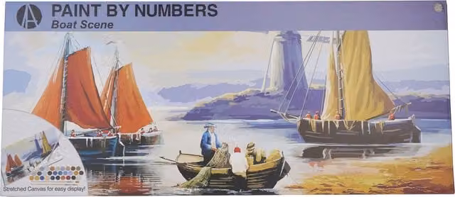 Art Studio Boat Scene Paint by Numbers Kit for Adults, Multicolour