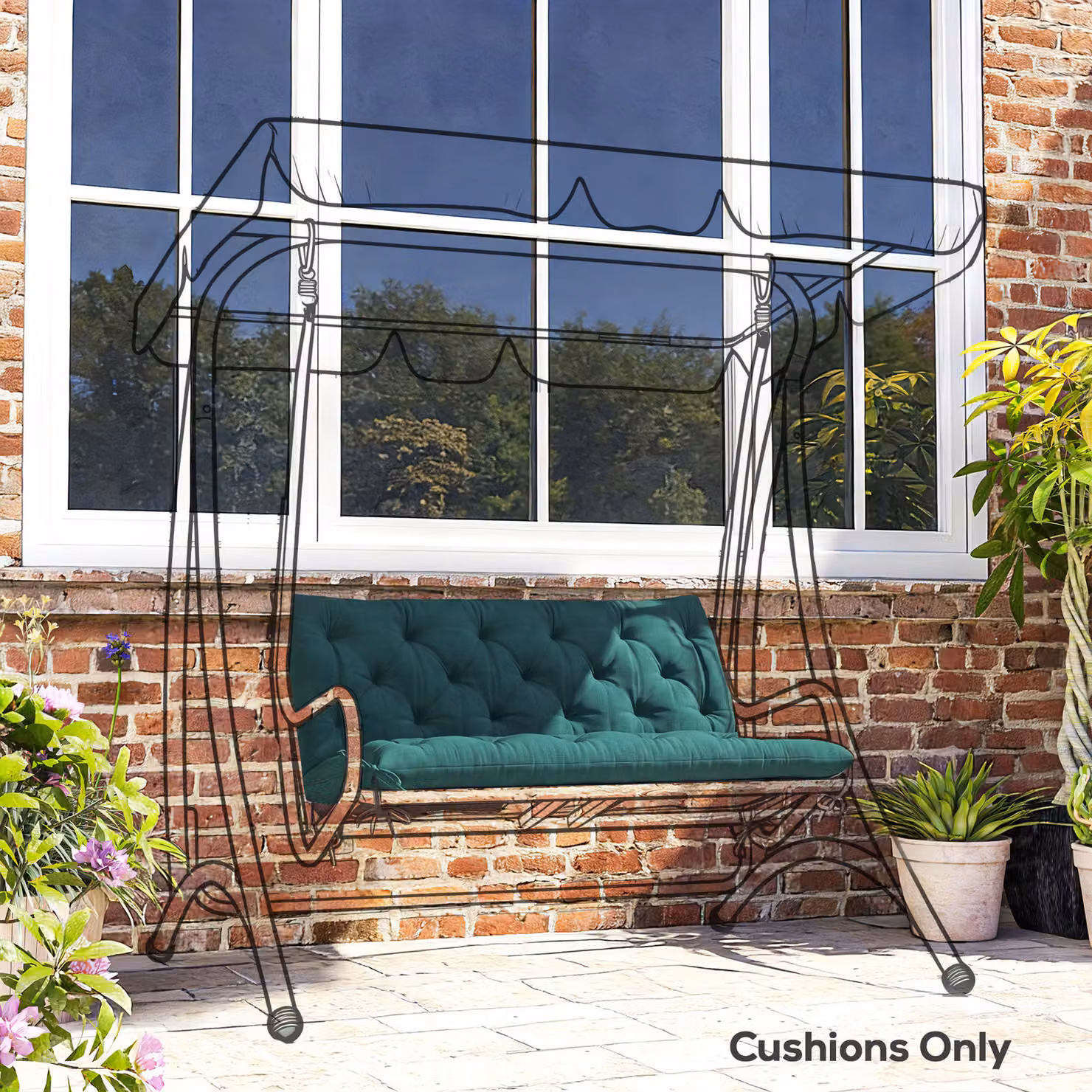 Outsunny 2 Seater Garden Bench Pad with Back and Ties, Green, W/D/H: 120 x 120 x 120 cm – 8