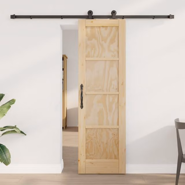 Berkfield Home Orkdal Solid Wood Pine Sliding Door with Hardware Set in Beige