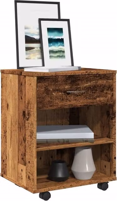 Berkfield Home Rolling Cabinet in Old Wood Brown, W/D/H: 46 x 36 x 59 cm – 1