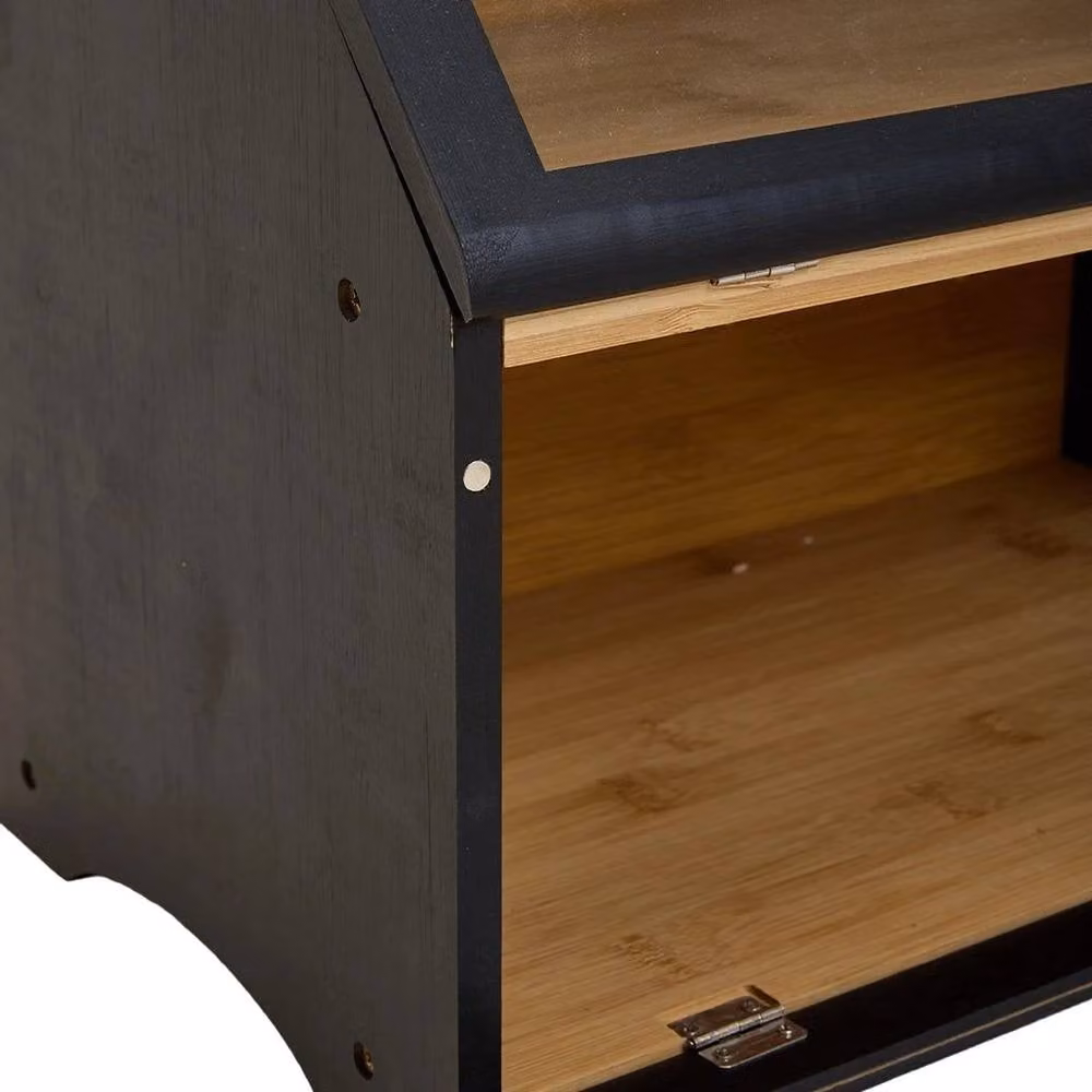 FORGEVIO Black Double Layer Bamboo Bread Bin – 4