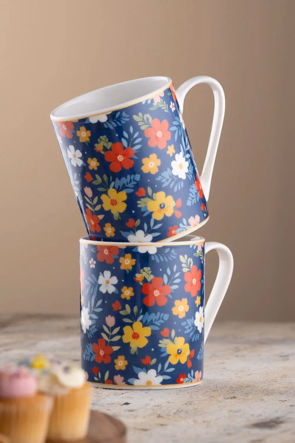 Aynsley China Midnight Garden Multicolour Floral Bone China Mug Pair – 2
