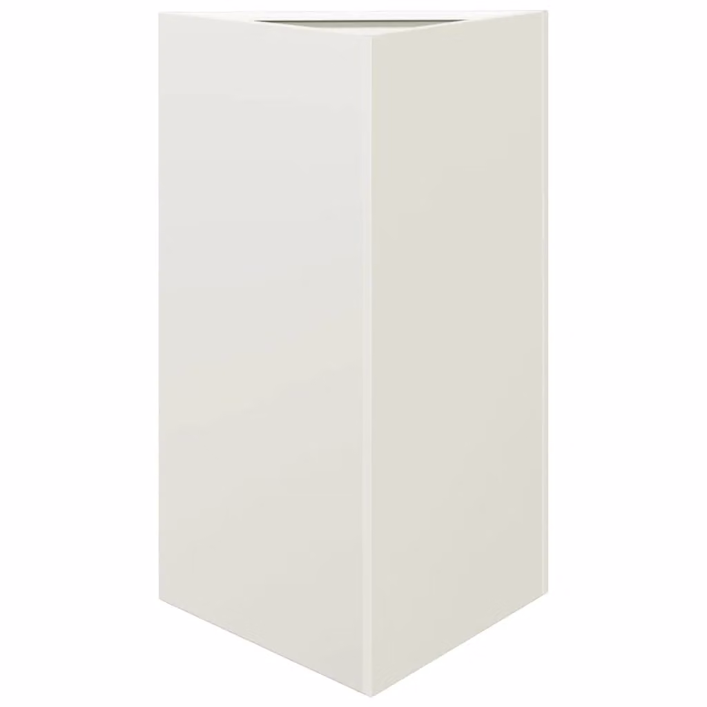 Berkfield Home White Triangular Steel Garden Planter Tub W: 50 cm, D: 43 cm, H: 75 cm – 2