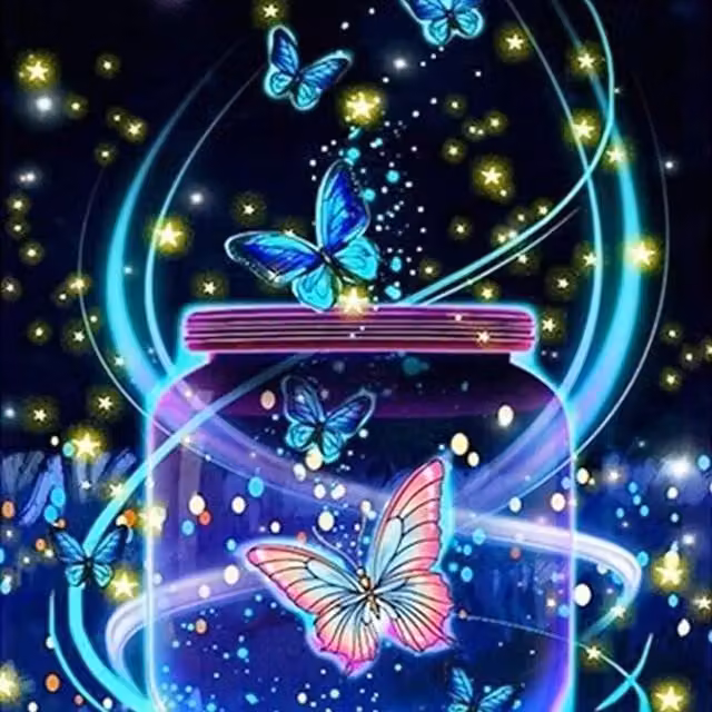Syntego Butterfly in a Jar Diamond Painting Kit in Multicolour and Yellow