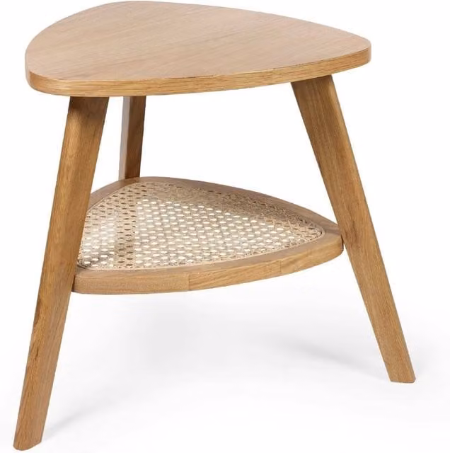 Cheshire Lugano Oak Triangular Side Table with Shelf in Brown Natural Oak – 1
