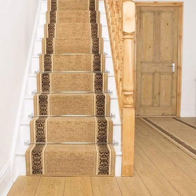 runrug Tribal Stair Runner Carpet in Beige, W: 70 cm x L: 660 cm – 1