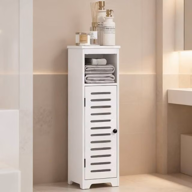 ERGOVEXA Modern Freestanding Bathroom Floor Cabinet in White, W/D/H: 22 x 20 x 75 cm