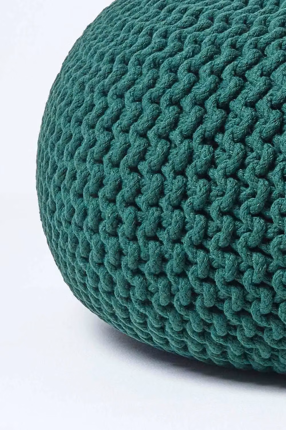 Homescapes Large Round Cotton Knitted Pouffe Footstool in Green – 3
