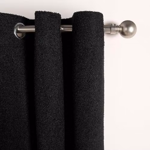 OHS Blackout Boucle Eyelet Curtains in Black, Thermal Insulating, Width: 167 cm, Drop: 228 cm – 2