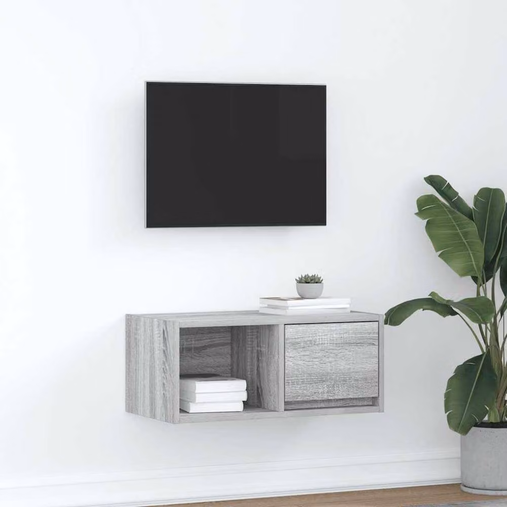 Berkfield Home Modern Grey Sonoma TV Cabinet W: 60 cm, D: 31 cm, H: 25.5 cm – 2