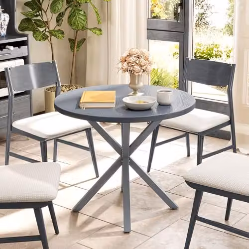 Outsunny Round Garden Table with Metal Frame in Grey – 6