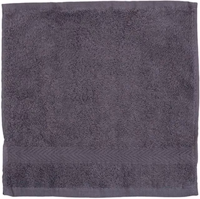 Towel City Luxury Fluffy Cotton Terrycloth Face Towel in Grey with Border and Hanging Loop