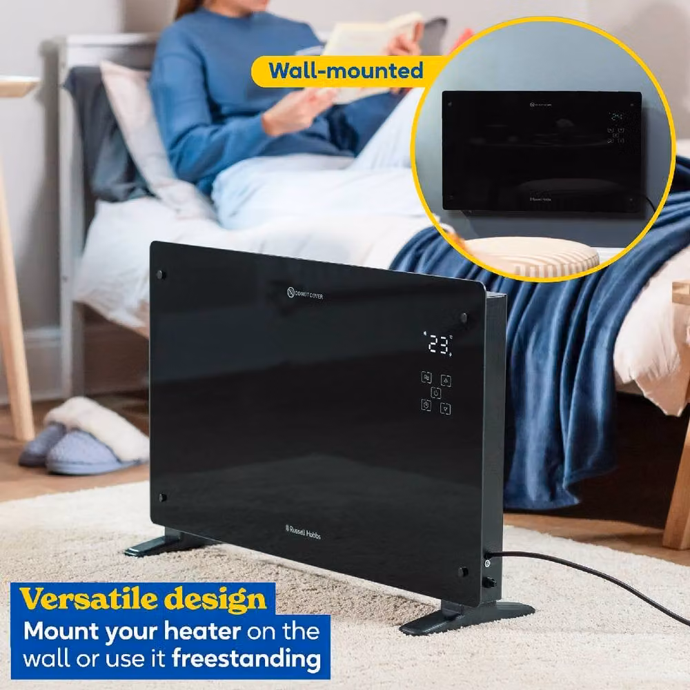 Russell Hobbs RHPANH2006 Glass Panel Electric Convector Heater, 2000W, Black, Wi-Fi Enabled with App Control – 7
