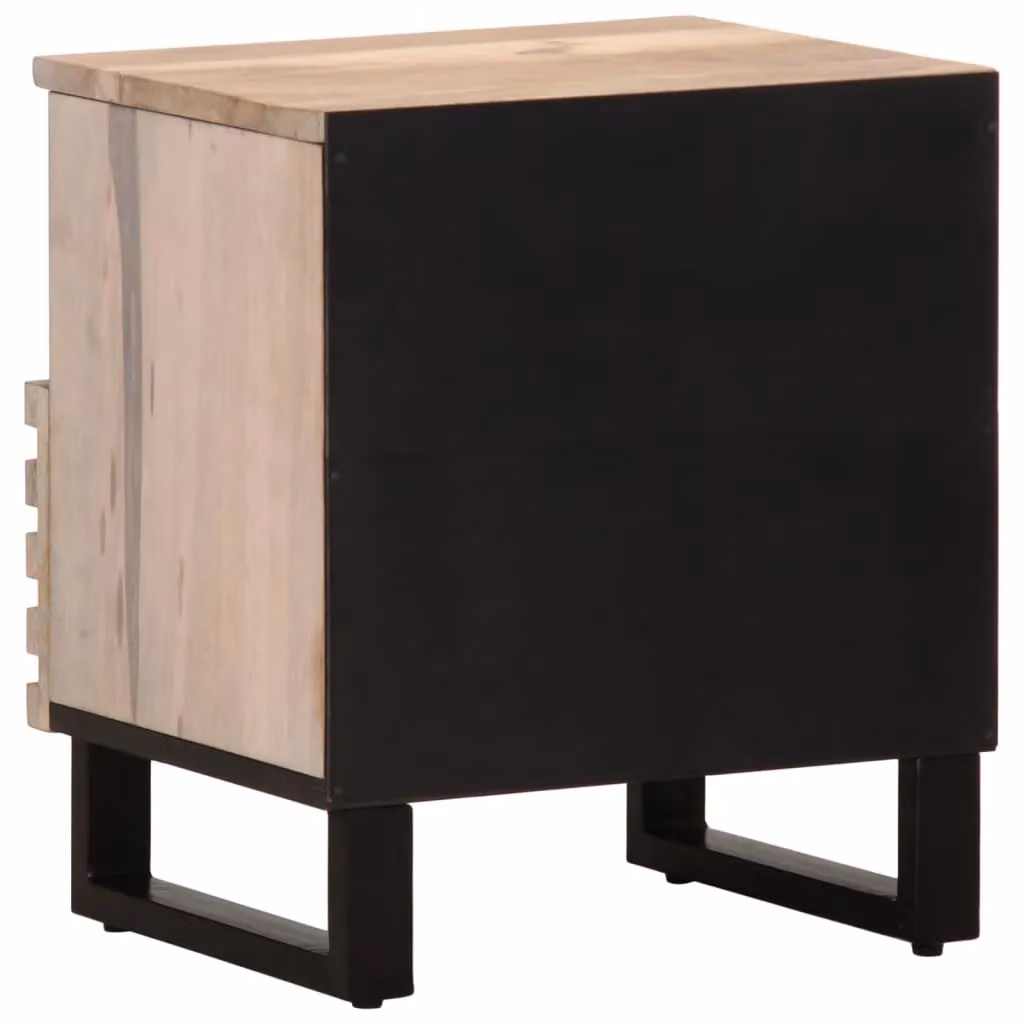 Berkfield Home Bedside Cabinet in Brown Solid Bleached Mango Wood, W/D/H: 40 x 33 x 46 cm – 5